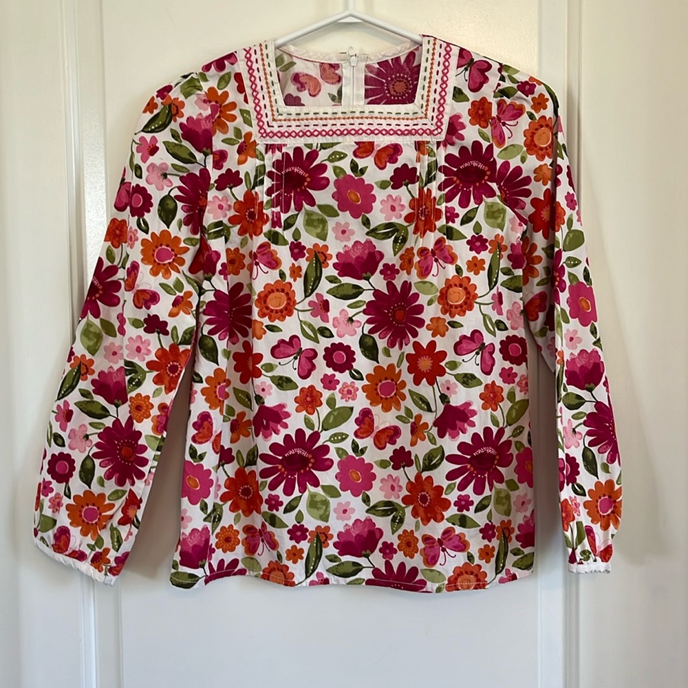 Gymboree square neck embroidered cotton top size 12